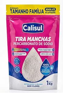 Percarbonato de Sódio 1kg 100% Puro Tira Manchas em Pó Sem Cloro, Biodegradável e Seguro para Roupas Brancas, Coloridas e Limpeza Doméstica Calisul