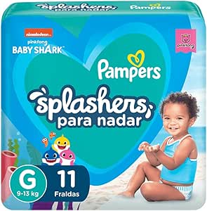 fraldas-descartaveis-para-agua-pampers-splashers-baby-shark-m-g-11-fraldas - Imagem