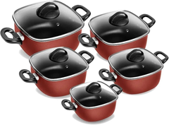 conjunto-de-panelas-quadradas-patolux-5-pecas-antiaderente-vermelho - Imagem
