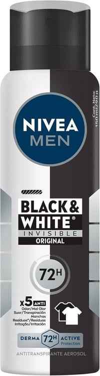 nivea-men-desodorante-masculino-antitranspirante-aerossol-black-white-invisible-fresh-150ml-protecao-prolongada-contra-odor-suor-e-manchas-antibacteriano - Imagem