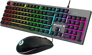 kit-teclado-mouse-gamer-6400dpi-rgb-rainbow-ranger-grafite-fortrek - Imagem