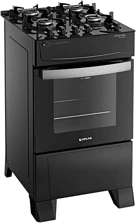 fogao-atlas-4-bocas-preto-atenas-glass-com-acendimento-automatico-bivolt - Imagem