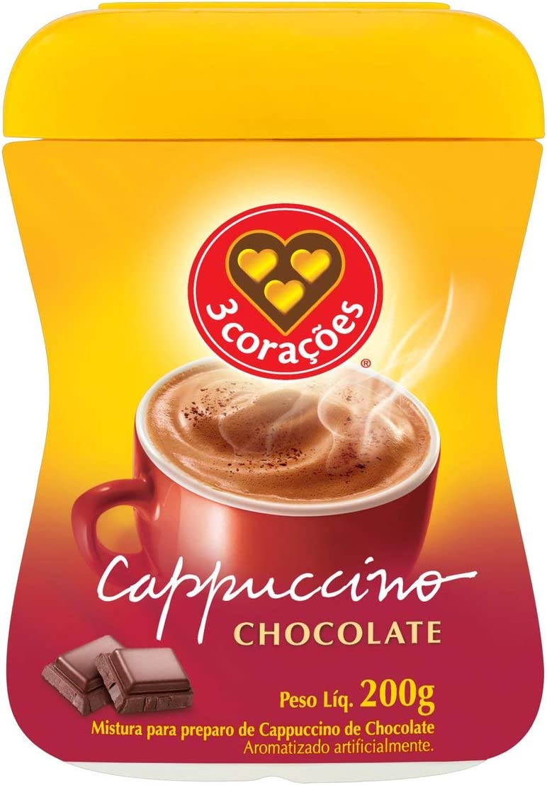 3 Corações Cappuccino Sabor Chocolate, 200g