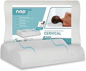 Nap Travesseiro Nasa Ortopédico Cervical D40 12/10cm de altura Suporte ergonômico com tratamento Alergo Free Anti ácaro, anti fungo e anti bactéria para fronhas 50x70cm - Bege