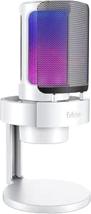 fifine-microfone-rgb-para-computador-para-jogos-usb-para-transmissao-ao-vivoreunioespodcastsvideomicrofone-condensador-com-conector-de-monitoramento-de-fone-de-ouvidopara-mac-oswindows-a8-branco - Imagem