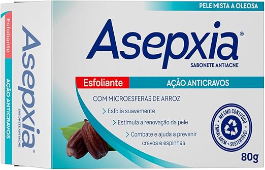 Asepxia Sabonete Facial Esfoliante 80g - Ácido Salicílico 2% e Antioleosidade