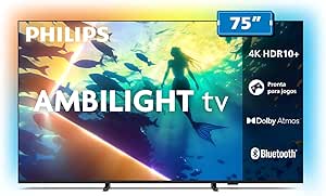 PHILIPS, Smart TV Ambilight 75" 4K, 75PUG8100/78, Comando de Voz, HDR10+/Dolby Atmos, VRR/ALLM, Bluetooth