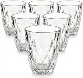 Jogo 6 Copos de Vidro Diamante 300ml Resistente Bico de Jaca - Ideal para Água, Suco e Drinks