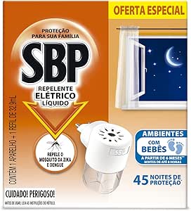 Repelente Elétrico Líquido SBP 45 Noites Novo Aparelho + Refil