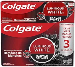 creme-dental-clareador-colgate-luminous-white-carvao-ativado-70g-3-unidades - Imagem