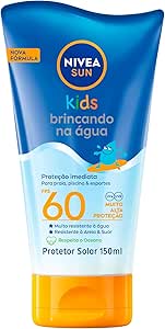 Nivea Sun Protetor Solar Kids Brincando Na Água Fps 60 150ml - Infantil, Especialmente Formulado Para A Pele Delicada Das Crianças, Muito Resistente À Água, Alta Proteção Uva/uvb