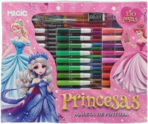 maleta-kit-de-pintura-infantil-escolar-com-150-pecas-princesa - Imagem