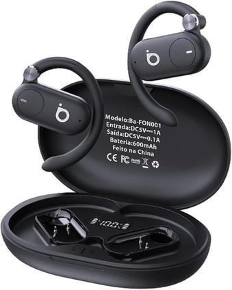 fones-de-ouvido-sem-fio-basike-d91-bluetooth-54-estereo-hi-fi-tela-led-100h-standby-leve-e-confortavel-ideal-para-corrida-e-exercicios-preto - Imagem