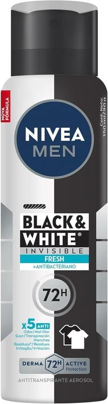 nivea-men-desodorante-masculino-antitranspirante-aerossol-black-white-invisible-fresh-150ml-protecao-prolongada-contra-odor-suor-e-manchas-antibacteriano - Imagem