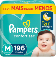 fralda-pampers-confort-sec-m-196-unidades-pampers - Imagem