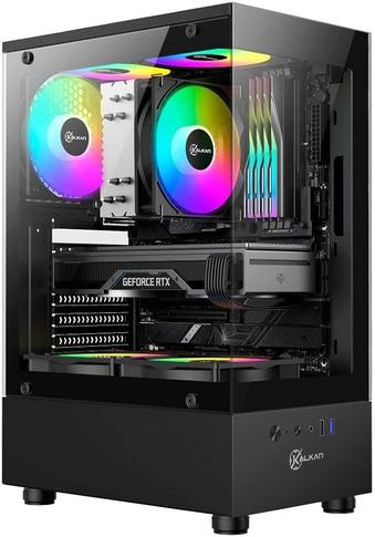 Gabinete Gamer Kalkan Avalon Lite Wind, Atx, Frontal e Lateral em Vidro Temperado, 3 Ventoinhas Rgb, Preto - Klk00093