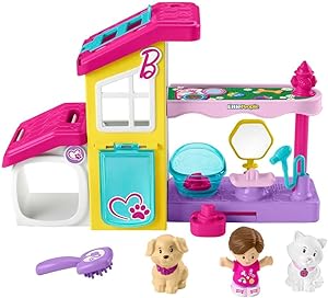 fisher-price-conjunto-de-brinquedos-barbie-little-people-para-criancas-com-musica-e-sons-2-andares-e-4-pecas-spa-para-animais-de-estimacao-para-brincar-e-cuidar - Imagem