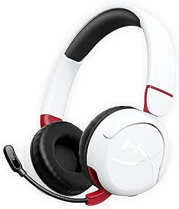 Headset sem Fio Kids HyperX Cloud Mini - Bluetooth com Bateria de até 25 Horas, Áudio até 85 dB Microfone Dobrável com Função Girar para Silenciar, Drivers de 30 mm, Branco e Vermelho (7G8F2AA)