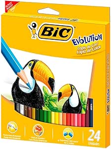 lapis-de-cor-sextavado-bic-evolution-24-cores-902638-blister-1-unidade-seguro-para-criancas-nao-lasca - Imagem