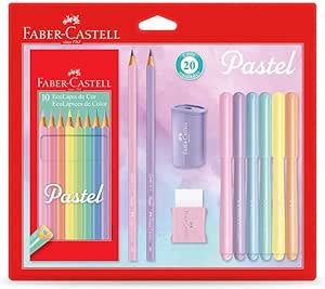 kit-tons-pastel-faber-castell-kitpastel-lapis-de-cor-canetinhas-borracha-apontador-grafite - Imagem