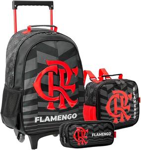 kit-mochila-escolar-infantil-flamengo-time-futebol-meninos-rodinha-estojo-lancheira-termica-carrinho - Imagem