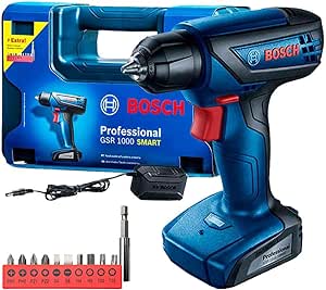 parafusadeira-furadeira-bosch-gsr-1000-smart-12v-com-1-bateria-1-carregador-e-maleta - Imagem