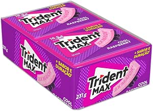 Chiclete Trident Max Cool Raspberry Sem Açúcar - Caixa Com 14 Unid. De 16,5g