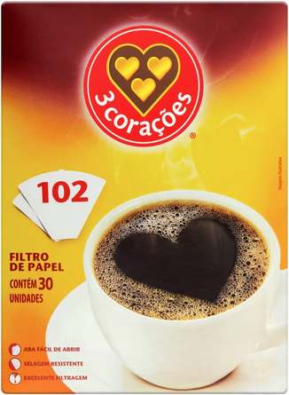 3 Corações Filtro de Papel 102 - Caixa 30 Unidades