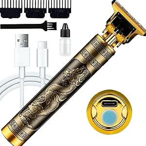 maquina-profissional-dragao-acabamento-sem-fio-cabelo-barba-pezinho-personalizada-com-limitador-de-lamina-ajustavel-recarregavel-4-pentes-oleo-escovinha-kit-conjunto-aparador-acabamento - Imagem