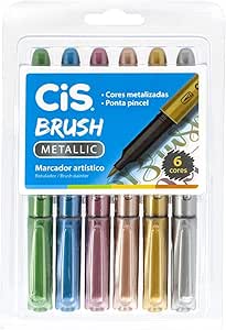 caneta-pincel-brush-metalico-com-6-cores-cis - Imagem