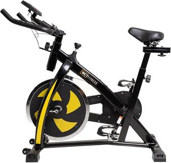 bicicleta-ergometrica-wct-fitness-spinning-roda-inercia-13kg-preto-amarelo-uso-domestico-bike-exercicio-em-casa-sensor-cardiaco-ajuste-altura-resistencia - Imagem
