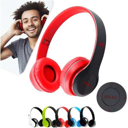 Fone de Ouvido Bluetooth Headphone P47 Sem Fio Wireless Micro Sd 5.0 Dobrável Com Microfone Regulável Para Corrida Academia Escritório Caminhada Reunião Linha Premium (vermelho)
