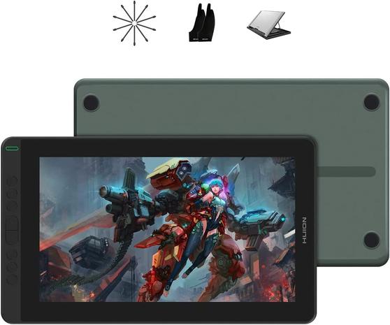 mesa-digitalizadora-huion-kamvas-13-android-graphics-support-com-tela-totalmente-laminada-8192-stylus-bateria-sensibilidade-a-pressao-de-8-teclas-express-suporte-ajustavel-133-polegadas-verde - Imagem