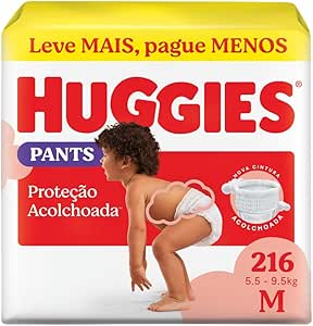 Huggies Fralda Pants Descartável Proteção Acolchoada M - 216 fraldas