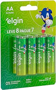 Pilha Alcalina AA com 8 unidades Elgin Comum