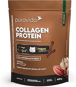 Imagem do produto Puravida Colágeno Protein 23g de Proteínas Kopenhagen Língua de Gato Chocolate 450g na loja Amazon