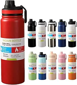 Garrafa Térmica Inox 800 ml Parede Dupla – Mantém Bebida Gelada 24h ou Quente 8h Tampa Antivazamento, Squeeze para Academia, Trabalho e Viagem (Vermelho)