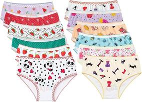 Calcinha Infantil Menina Kit 12 Peças Básico Estampado DCP Kids