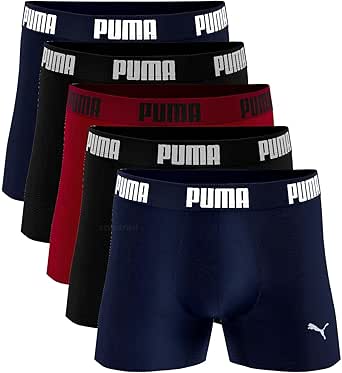 PUMA Kit 5 Cuecas Boxer Puma Sem Costura Confortável Esporte Masculino