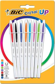 bic-caneta-escrita-media-cristal-up-8-cores-vivas-8-unidades - Imagem