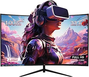 monitor-curvo-236-polegadas-100hz-full-hd-led-tela-1500r-1ms-98-srgb-hdmivga-adaptive-sync-ajuste-de-inclinacao-e-filtro-de-luz-azul-para-jogos-e-home-office - Imagem