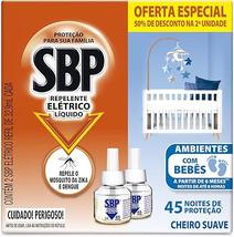 2x Repelente Elétrico Líquido SBP 45 Noites Cheiro Suave com 2 unidades de 32.9ml