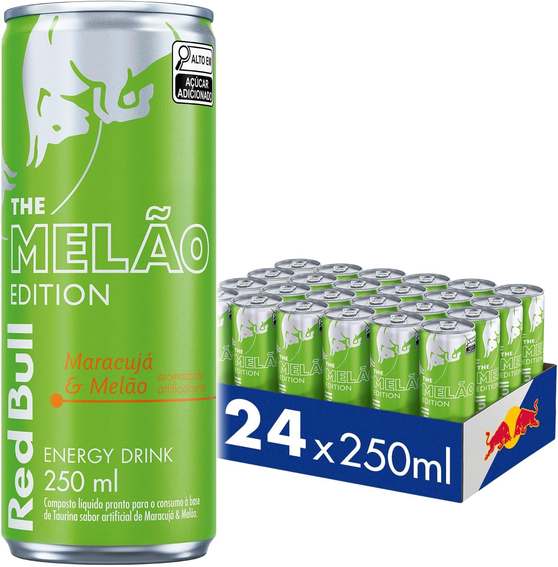 Pack de 24 Latas Red Bull Energético, Melão Edition, Maracujá e Melão 250ml