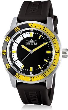 Relógio masculino Invicta Specialty de aço inoxidável, Preto/Amarelo, Standard, 12846