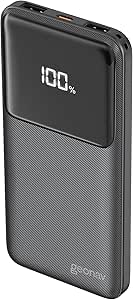 Geonav Power Bank, Carregador Portátil Universal 10.000mAh, Carga rápida, 2 saídas USB-A (até 18W quick charge) e 1 USB-C (até 20W Power Delivery), Led Indicador de Bateria, PB10K20W1PBK, Preto