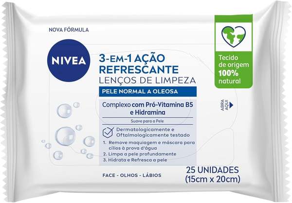 nivea-lencos-de-limpeza-demaquilantes-3-em-1-refrescante-remove-a-maquiagem-a-prova-dagua-refresca-a-pele-limpa-profundamente-sem-precisar-lavar-o-rosto-podendo-ser-usado-todos-os-dias-25-un - Imagem