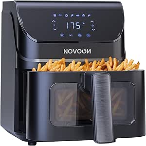 fritadeira-eletrica-digital-novoon-45l-1400w-3-em-1-frita-sem-oleo-assa-e-reaquece-air-fryer-45-litros-silenciosa-prepara-batata-frita-frango-carne-peixe-pao-de-queijo-e-mais-110v - Imagem