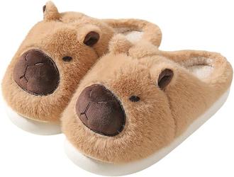 BEMMY Pantufas Felpudas e Aconchegantes para Masculino e Feminino, Pantufas Fofas, Quentinhas e Antiderrapantes com Estampa de Capivara.