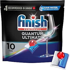 Finish Powerball Quantum, Detergente para Lava Louças em Tabletes, 10 Tabletes