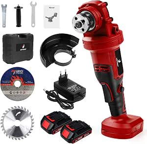 Victool Esmerilhadeira Angular Sem Fio 21V 800W 100mm com Motor de Cobre, 10000 RPM, Empunhadura Auxiliar, Protetor Ajustável, Bateria Recarregável e Kit Completo